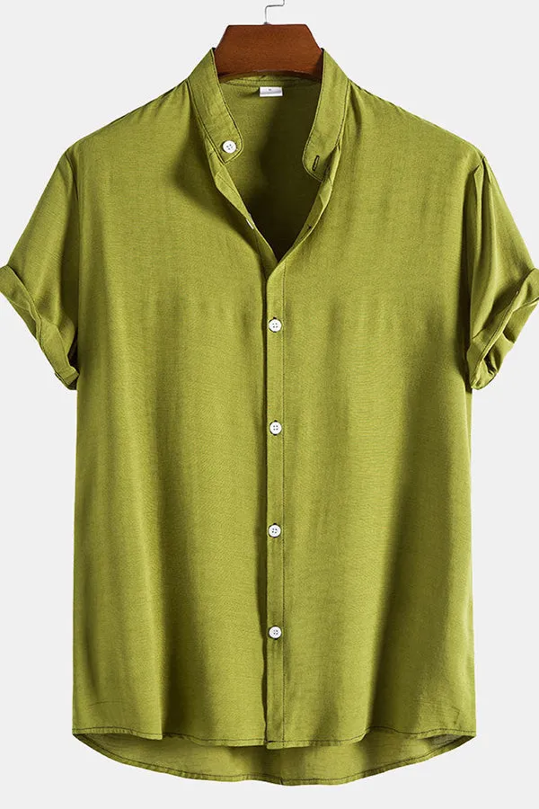 Stand Collar Solid Shirts