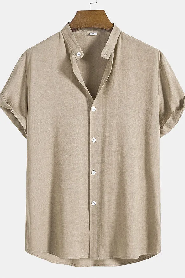 Stand Collar Solid Shirts