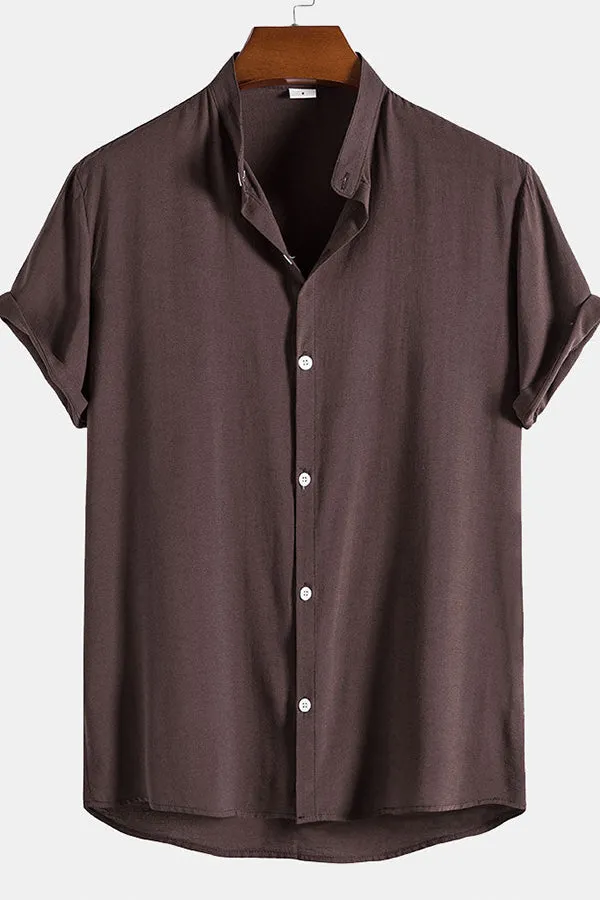 Stand Collar Solid Shirts