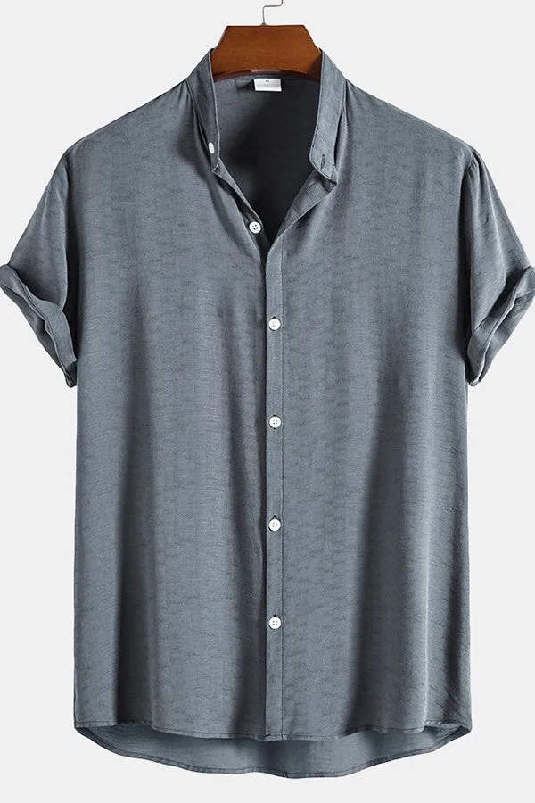 Stand Collar Solid Shirts