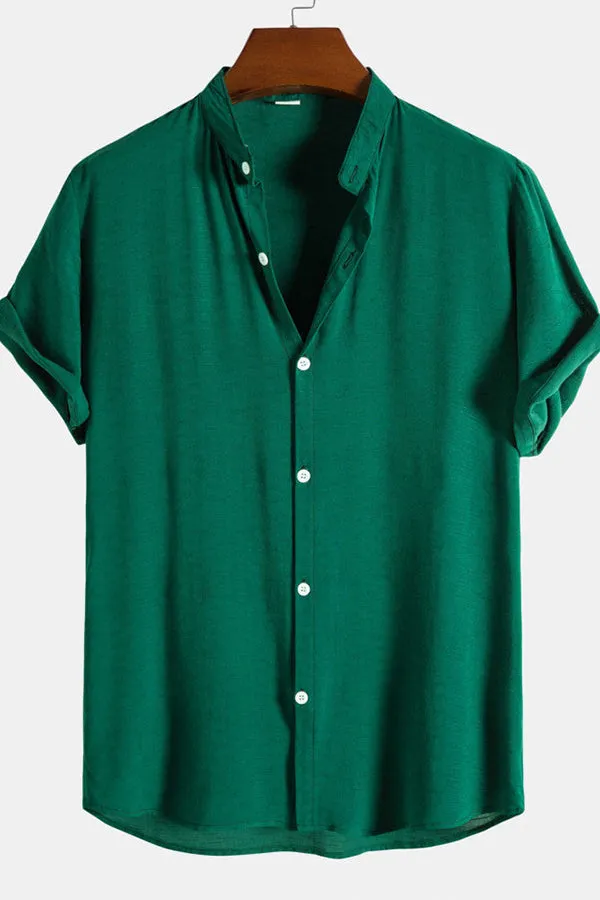 Stand Collar Solid Shirts