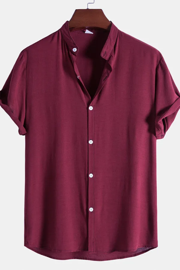 Stand Collar Solid Shirts