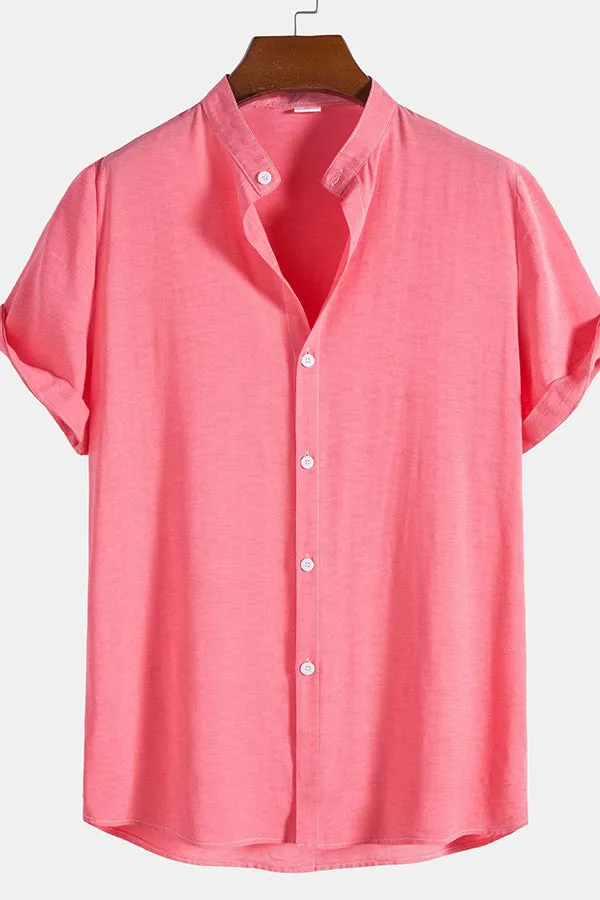 Stand Collar Solid Shirts