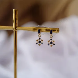 Star Earrings (Blue/Green) (Solid Silver)