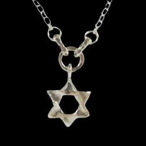 Star of David Necklace with a pomegranate, Sterling silver necklace