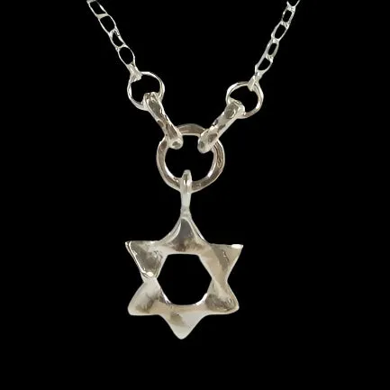 Star of David Necklace with a pomegranate, Sterling silver necklace