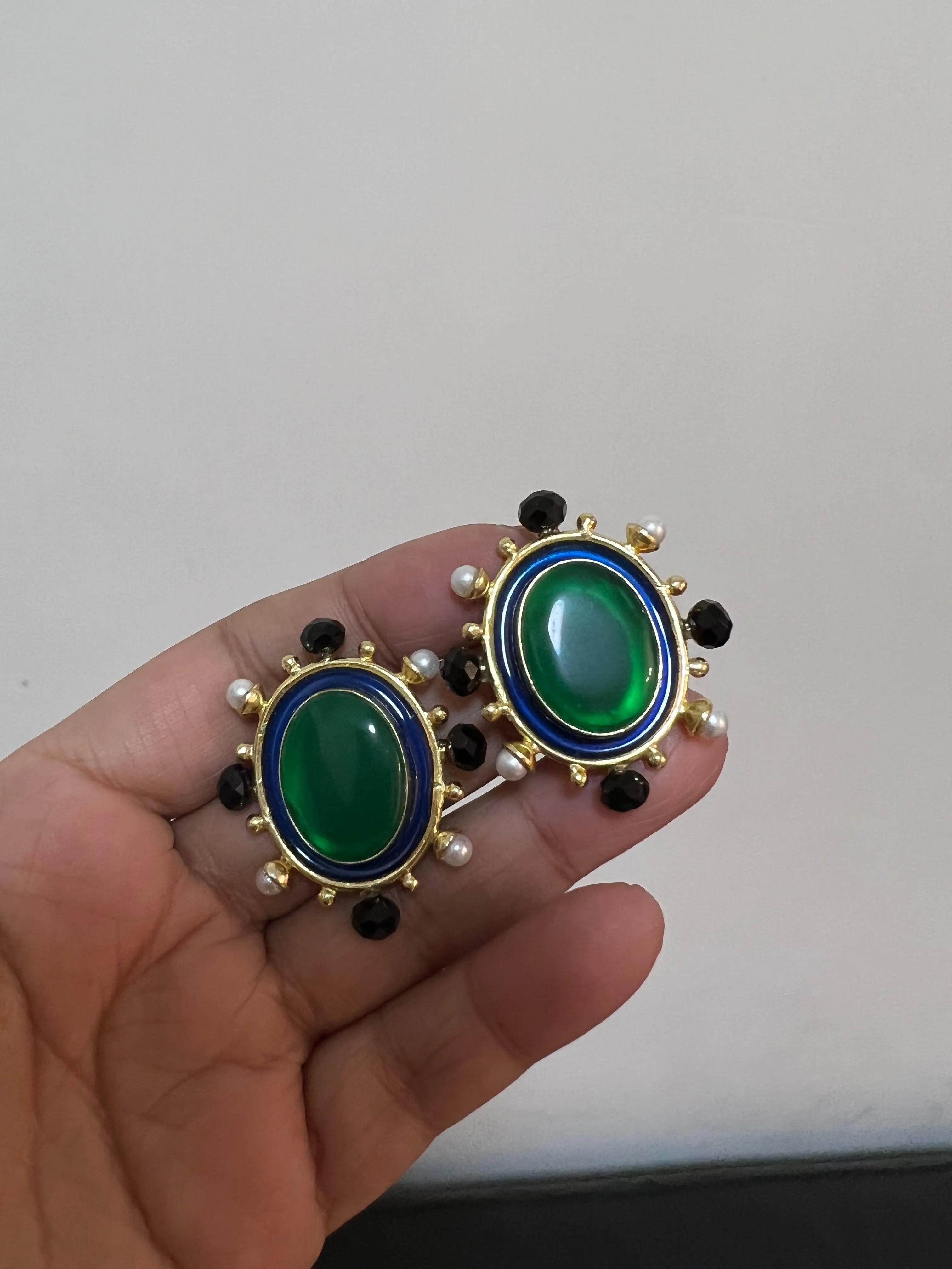Statement Pearl and Stone Studs