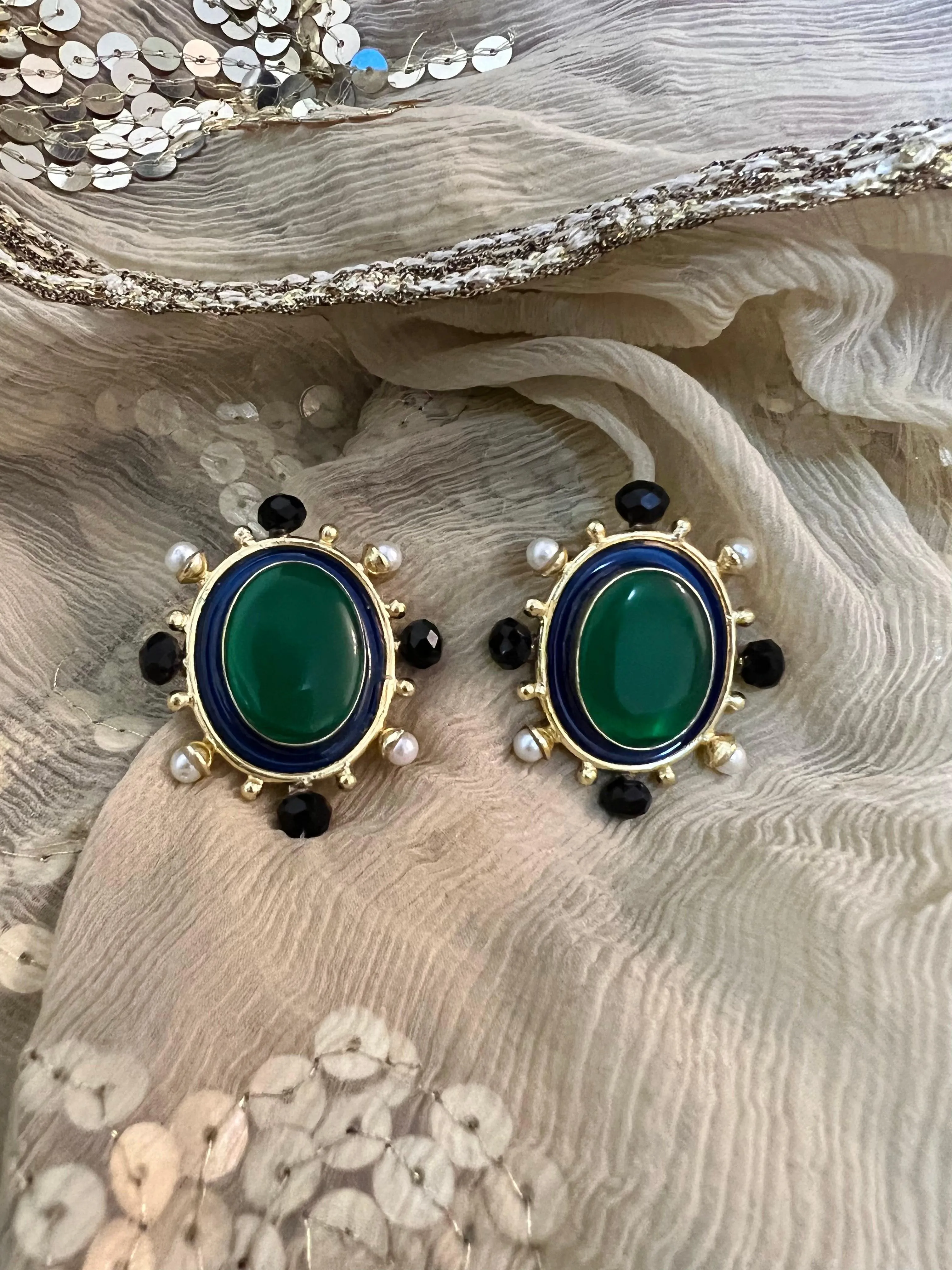 Statement Pearl and Stone Studs