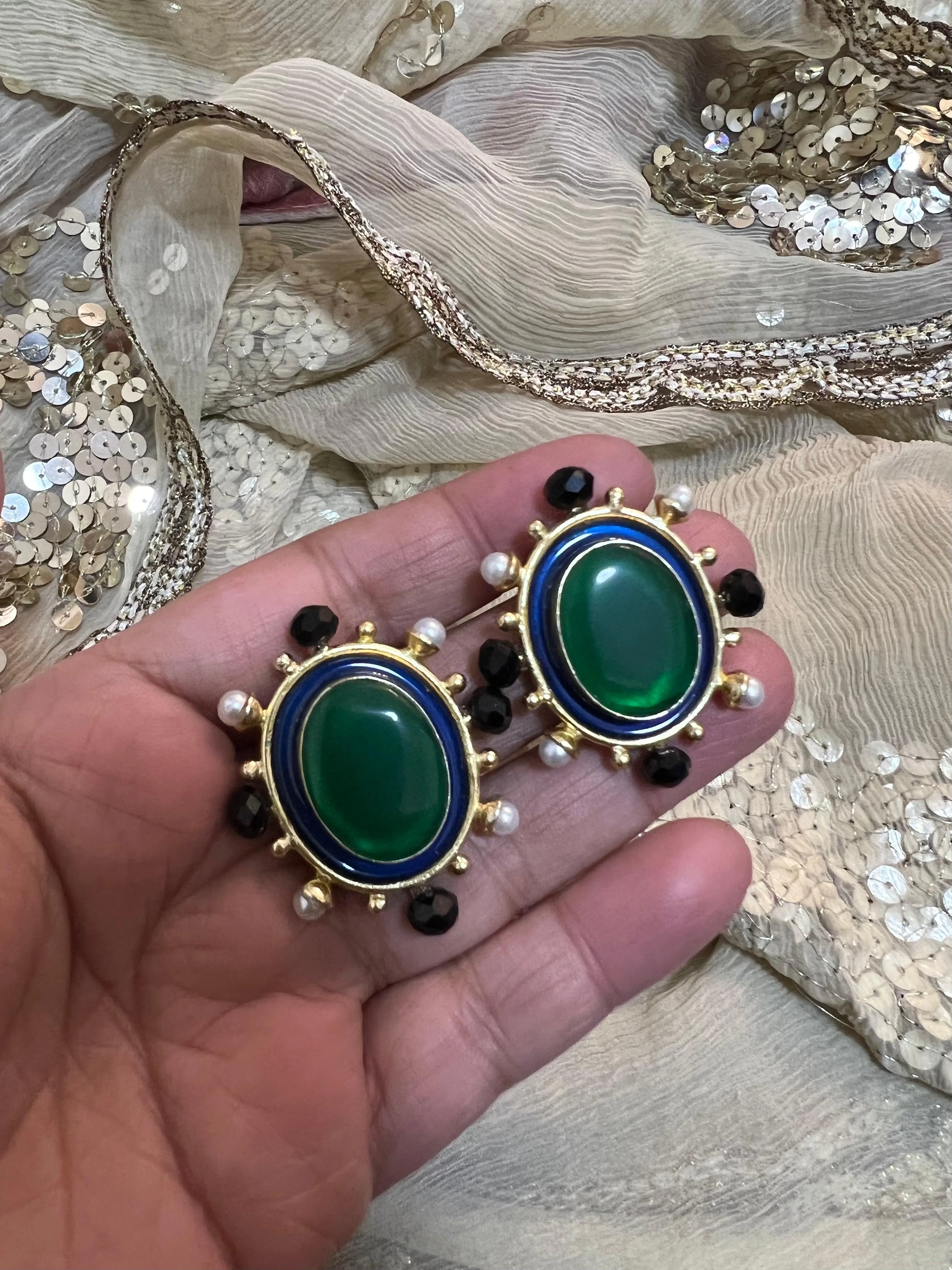 Statement Pearl and Stone Studs
