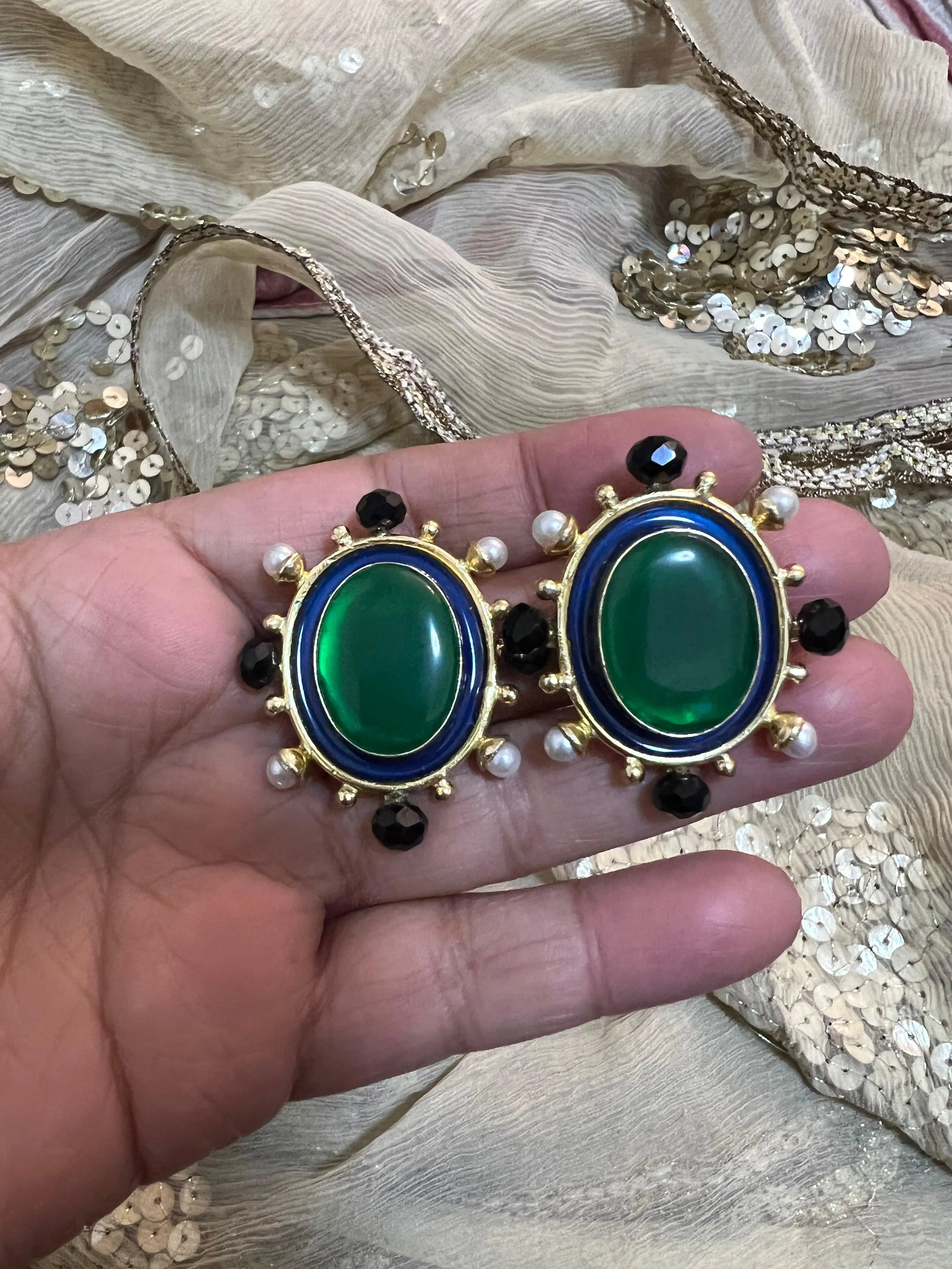 Statement Pearl and Stone Studs