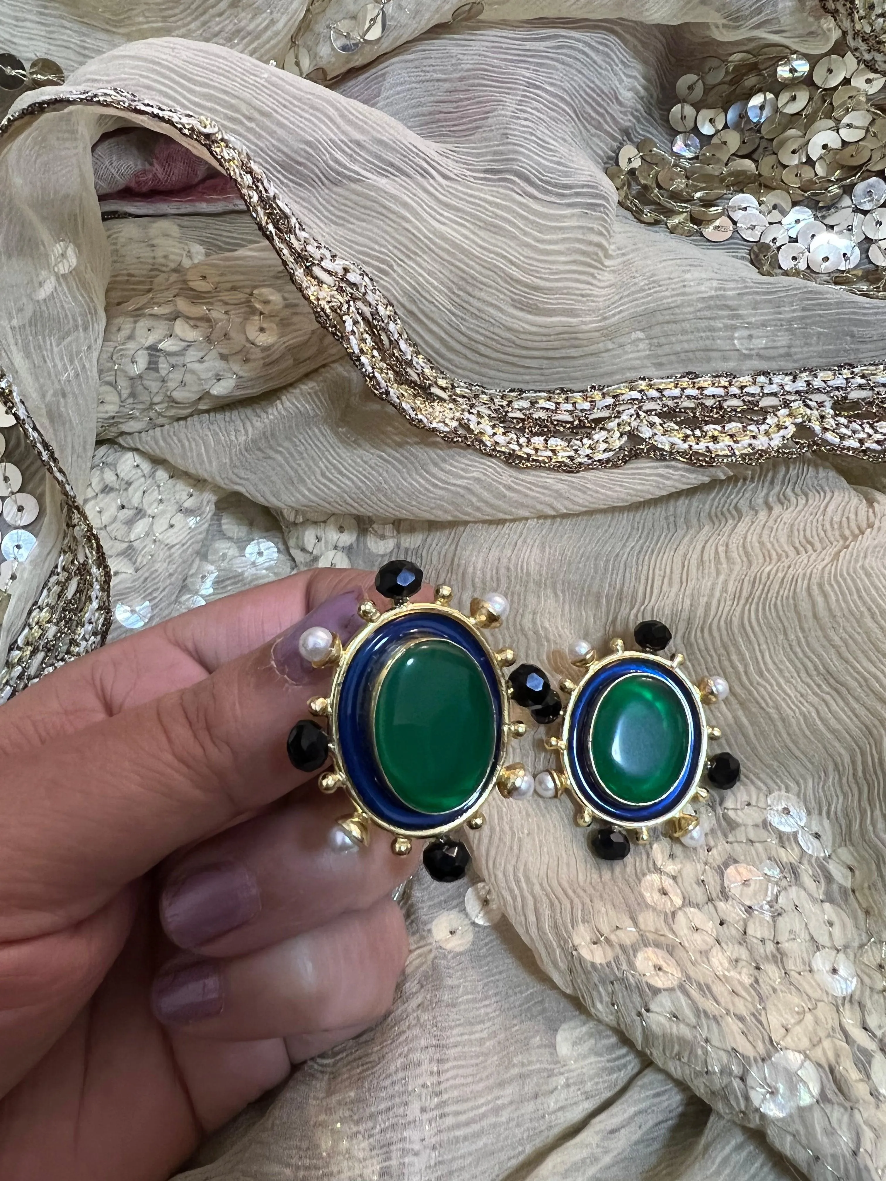Statement Pearl and Stone Studs