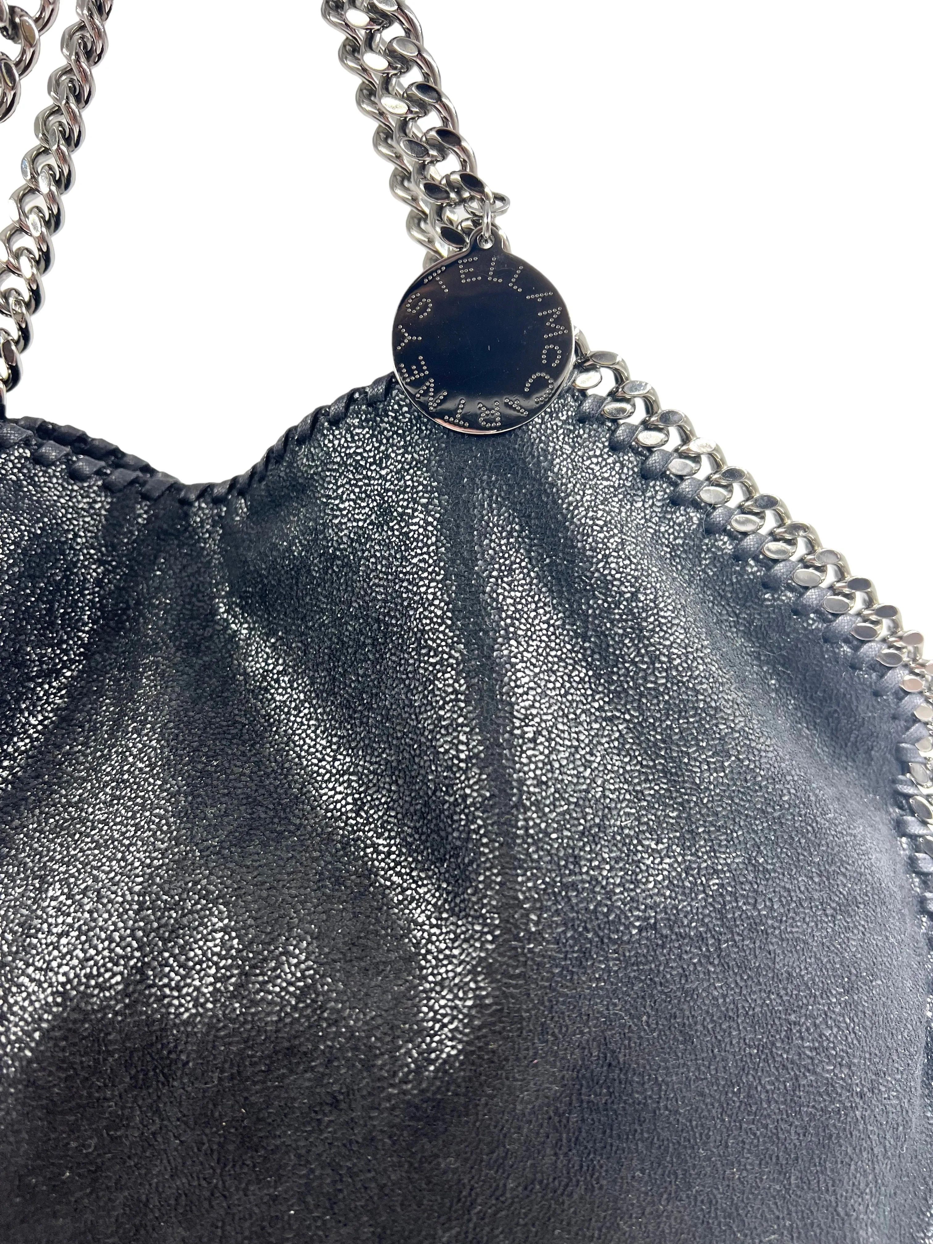 Stella McCartney Black Vegan Leather Three Chain Falabella Bag