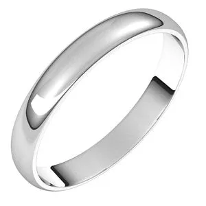 Sterling Silver 3 mm Half Round Ultra-Light Band Size 9.5