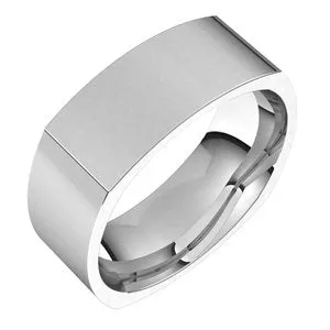 Sterling Silver 8 mm Square Comfort Fit Band Size 11