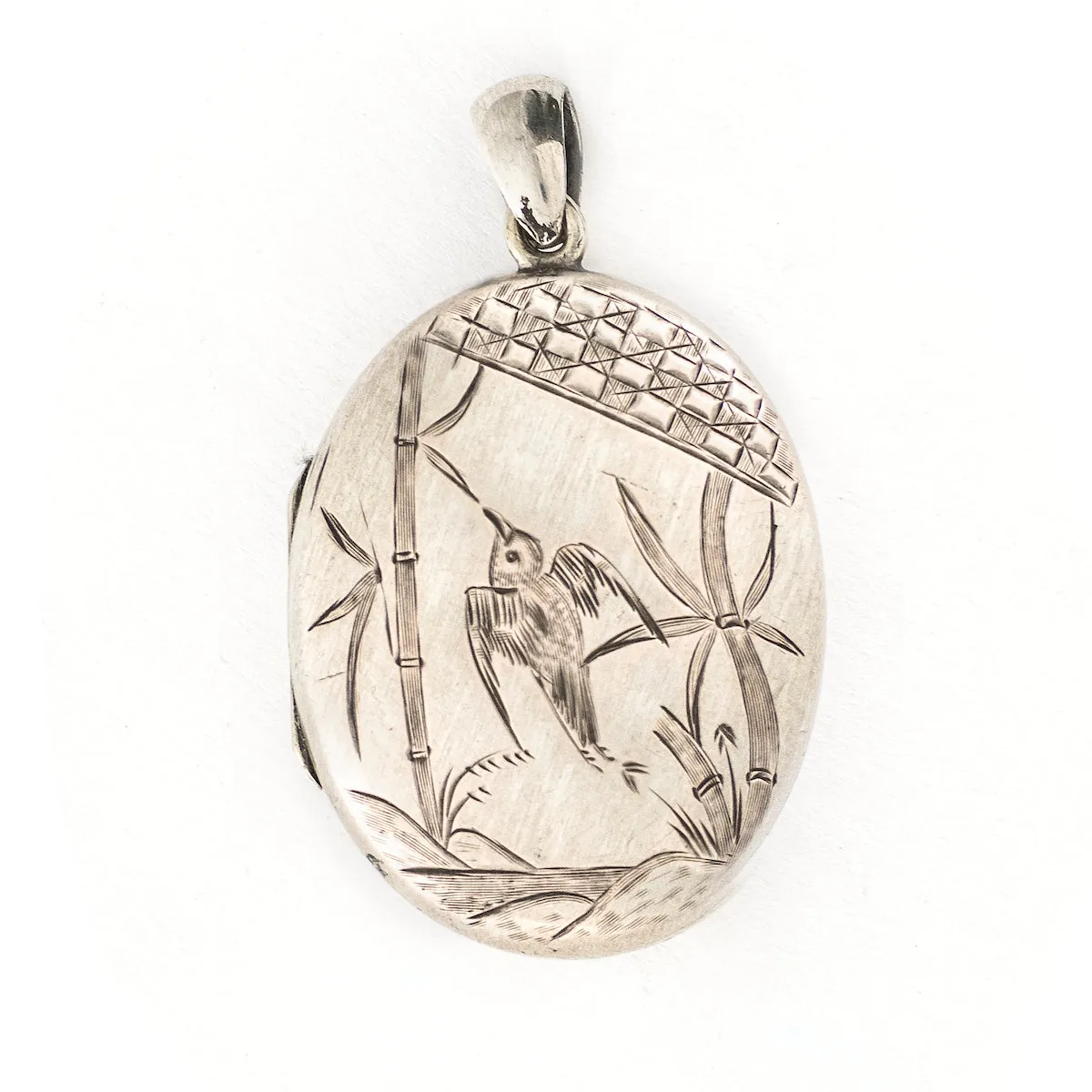 Sterling Silver Bamboo & Swallow Antique Locket