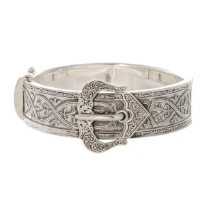 Sterling Silver Engraved Hinged Buckle Cuff