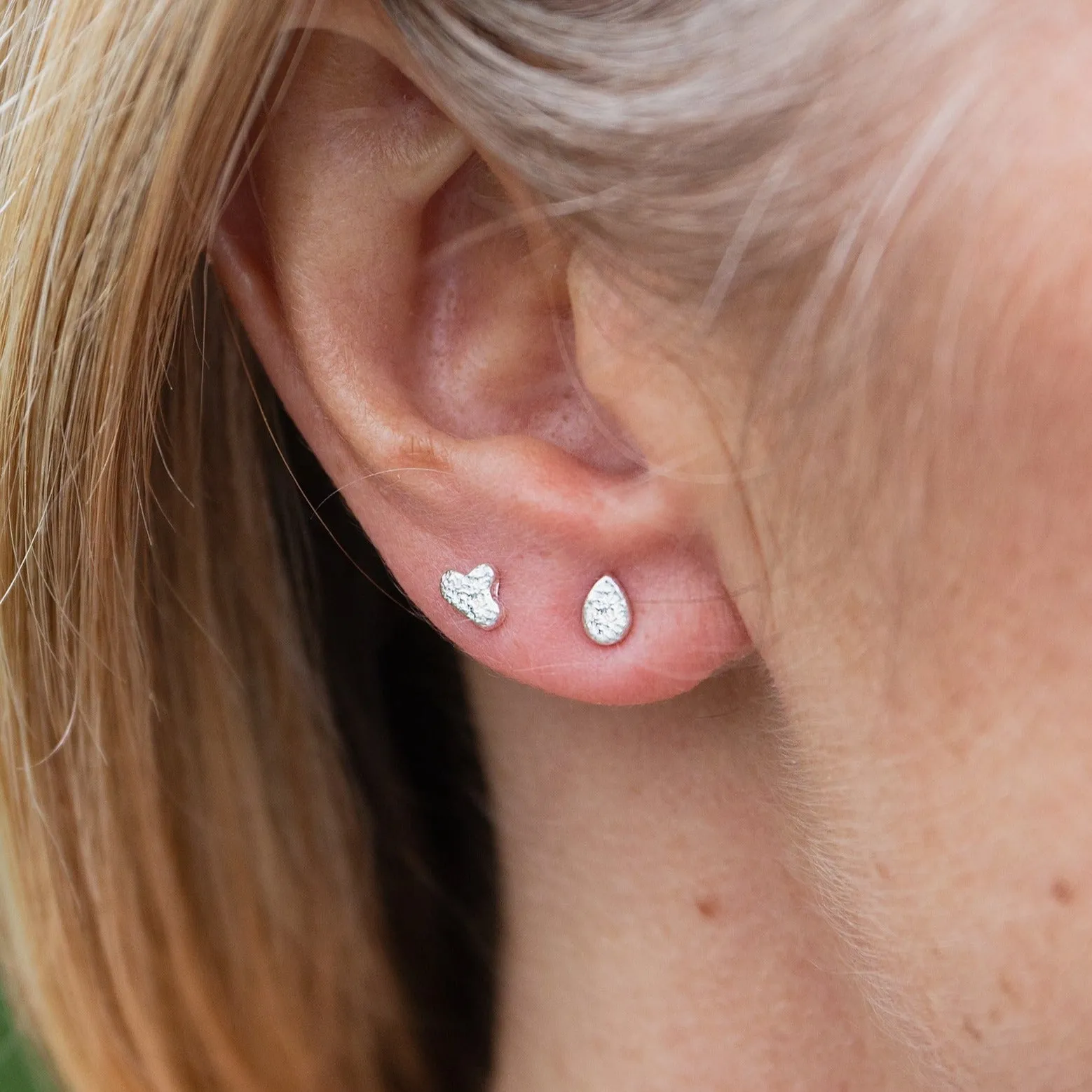Sterling Silver Mini Studs Cloud and Raindrop Mismatch
