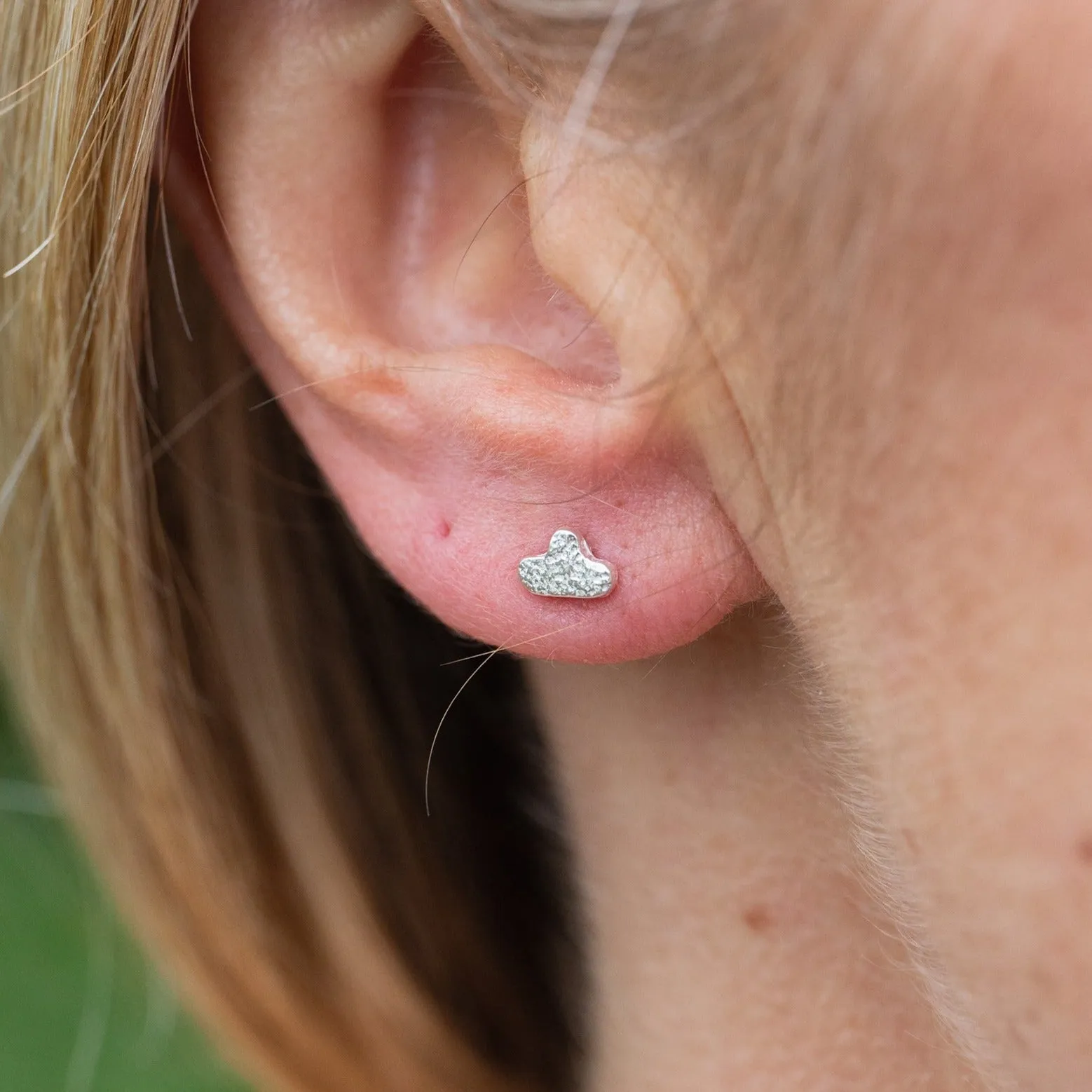 Sterling Silver Mini Studs Cloud and Raindrop Mismatch