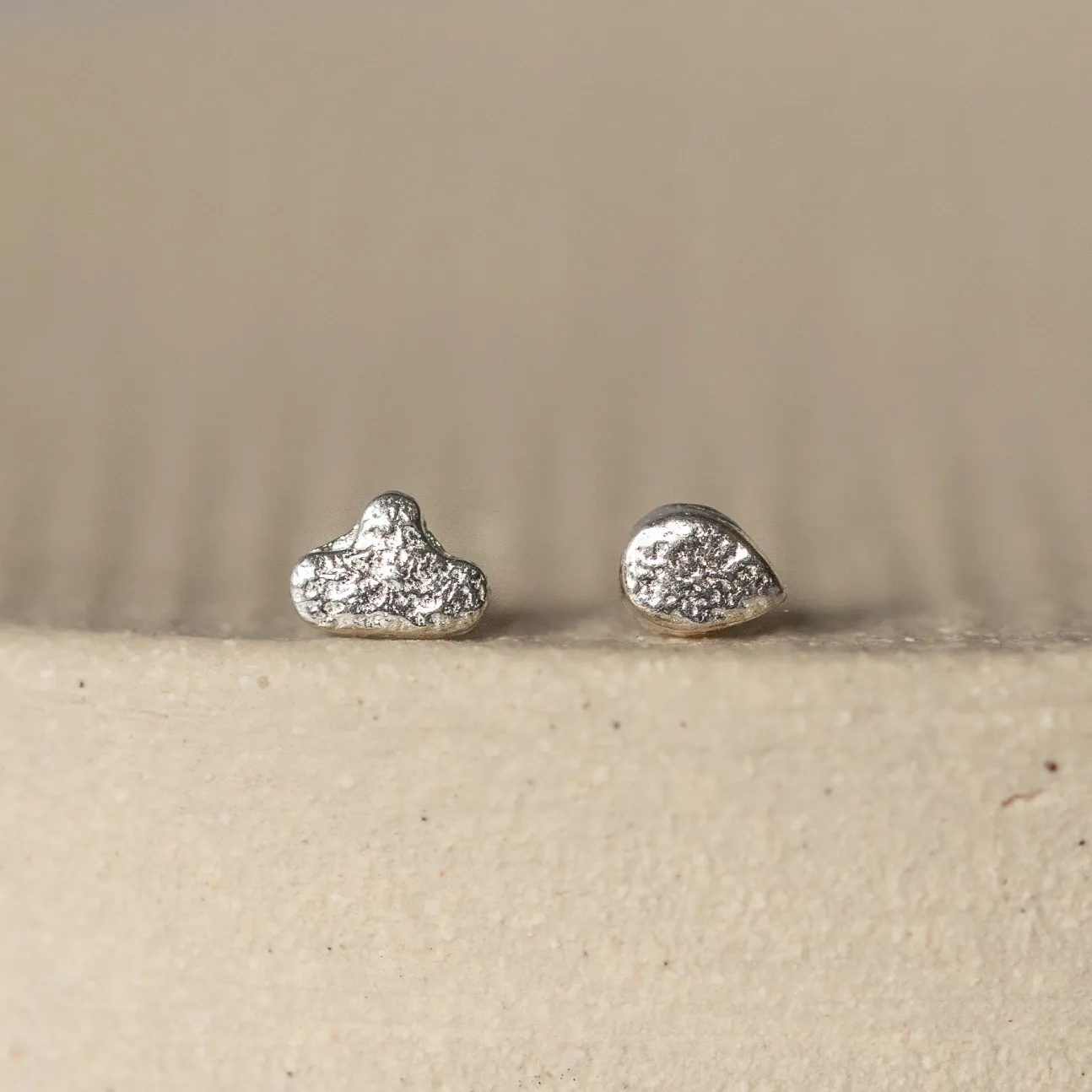 Sterling Silver Mini Studs Cloud and Raindrop Mismatch
