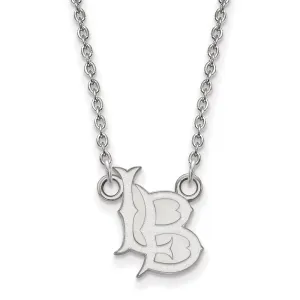 Sterling Silver Rhodium-plated California State University Long Beach L-B Small Pendant 18 inch Necklace