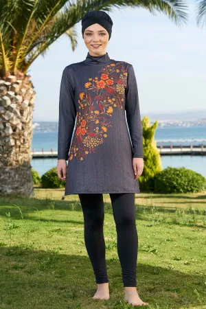 Stone Coal Full Cover Burkini Swimsuit Set