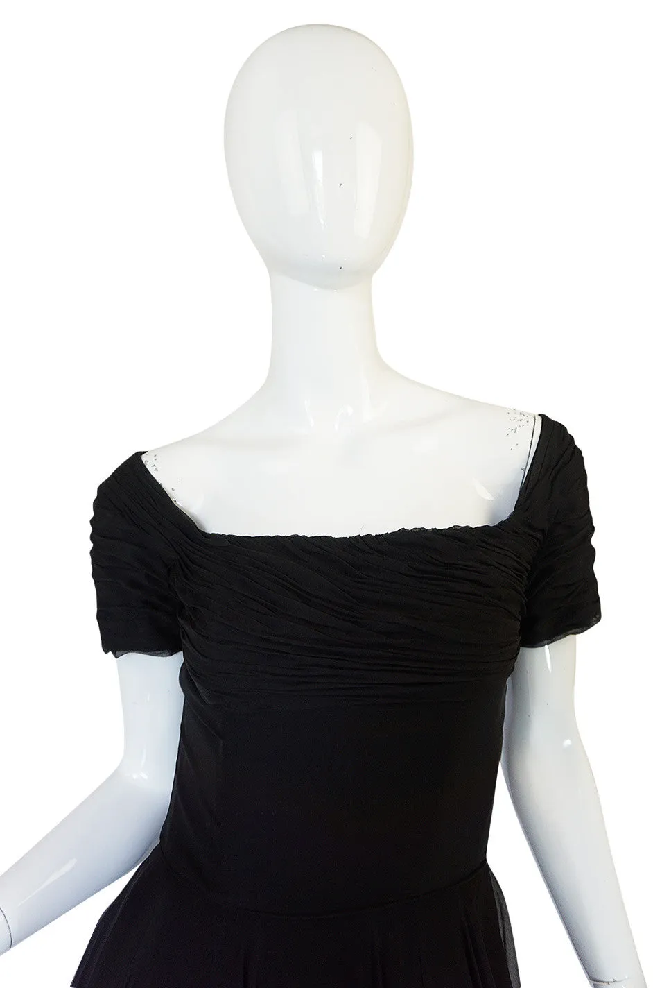 Stunning 1950s Little Black Silk Chiffon Ceil Chapman Dress