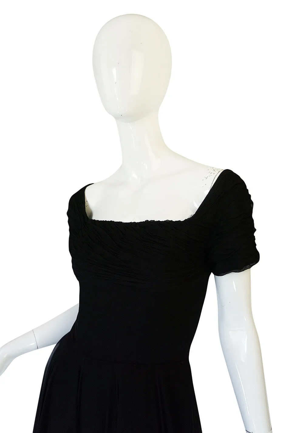 Stunning 1950s Little Black Silk Chiffon Ceil Chapman Dress
