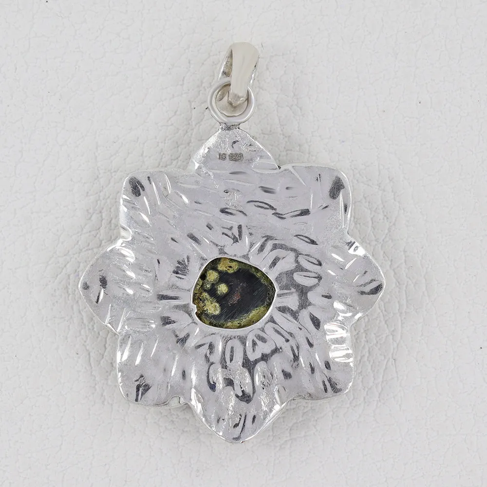 Tabasco Geode Lotus Designer Silver Pendant
