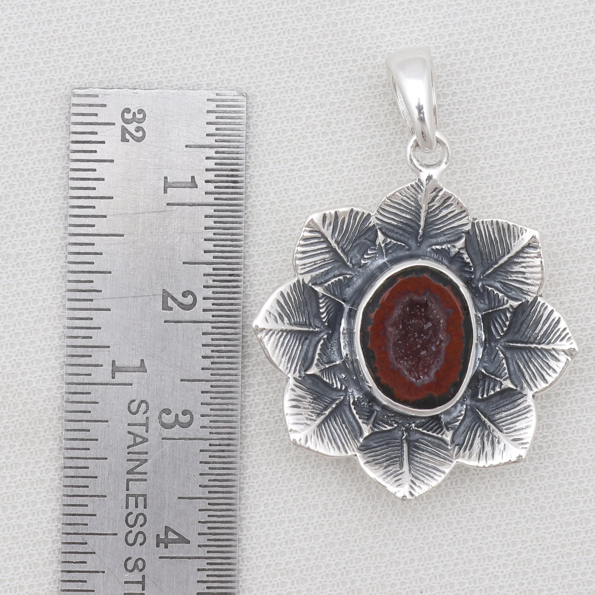 Tabasco Geode Lotus Designer Silver Pendant