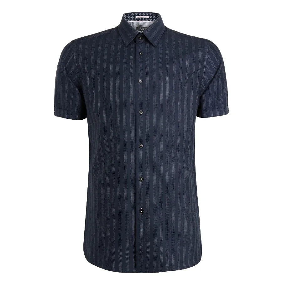 Ted Baker - HANDEEZ Dotted Striped SS Shirt in Navy