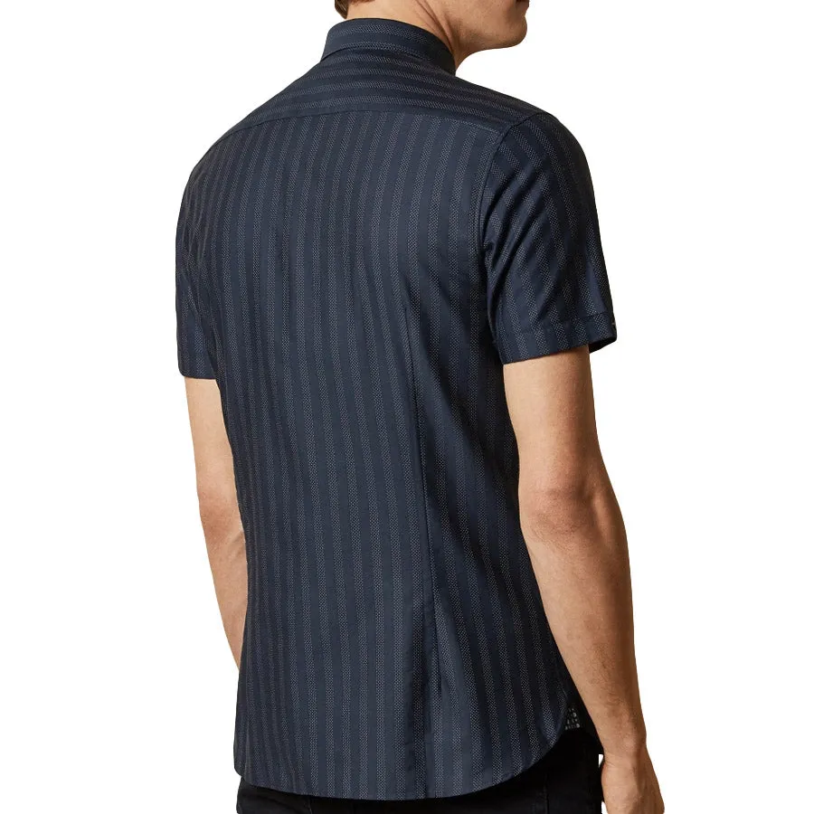 Ted Baker - HANDEEZ Dotted Striped SS Shirt in Navy