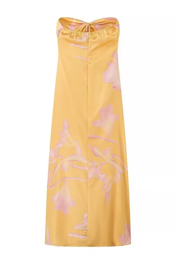Temperamental Satin Textured Printed Tube Top Dress