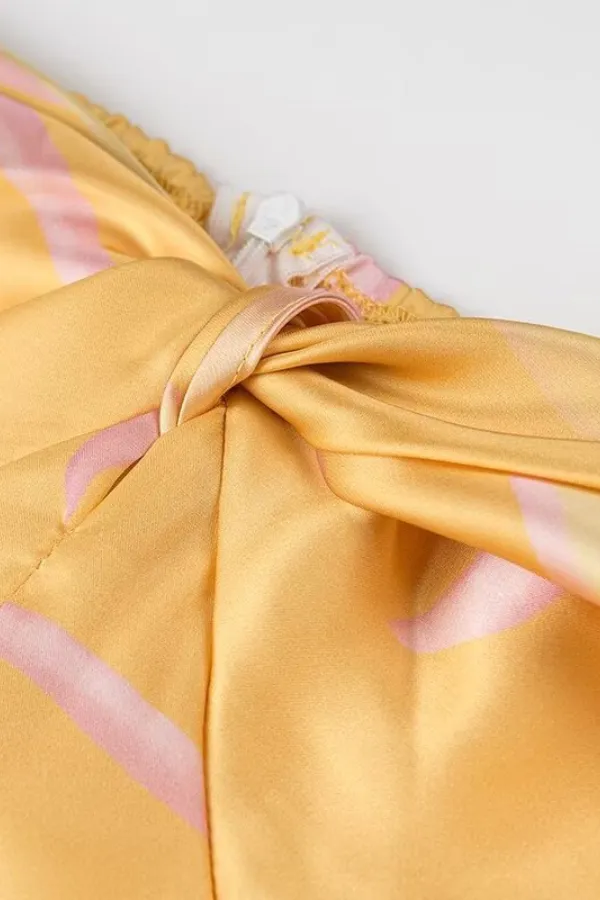 Temperamental Satin Textured Printed Tube Top Dress