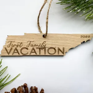 Tennessee-Shaped Wood Ornament - Laser-Cut First Family Vacation Keepsake