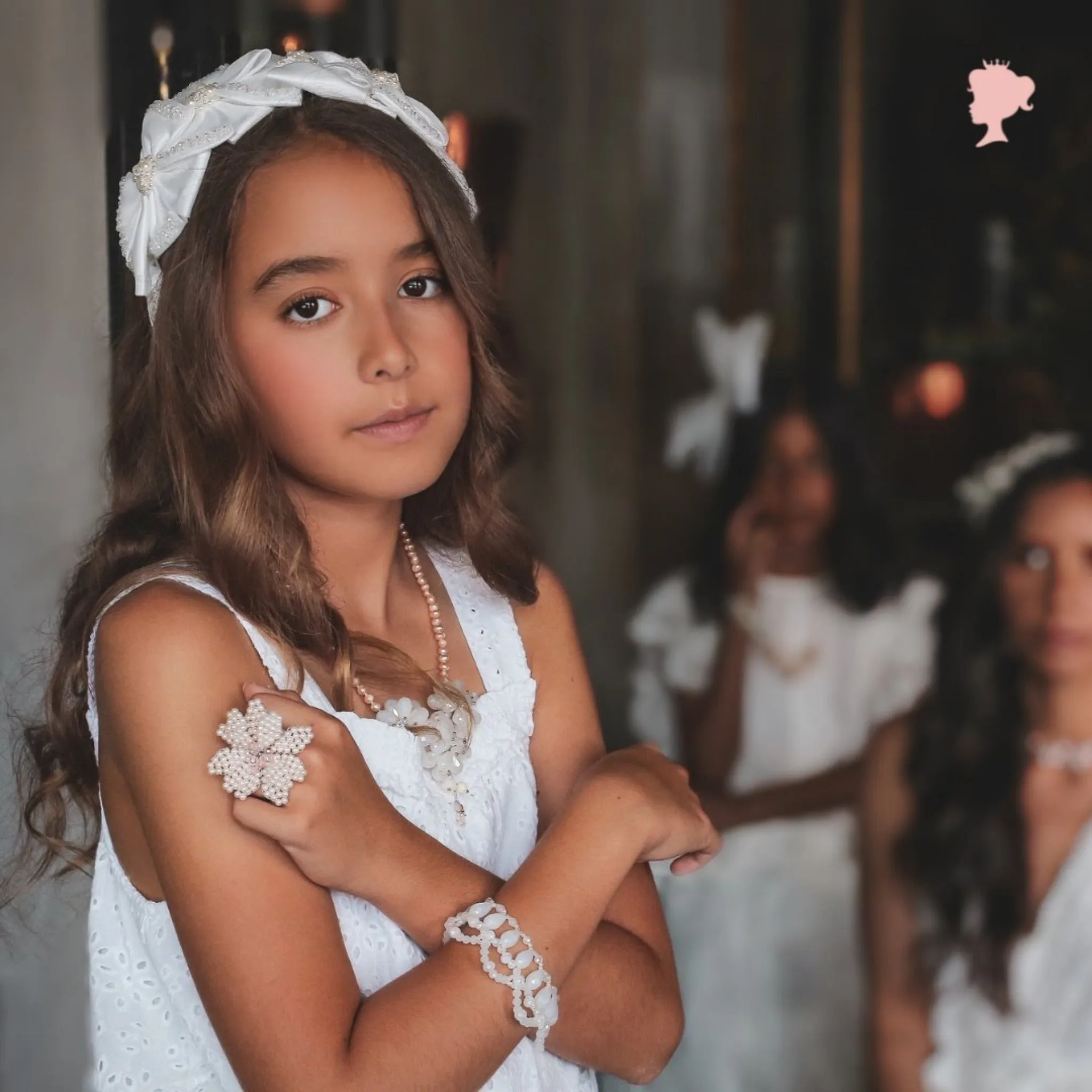 The Florian Girls White Designer Headband