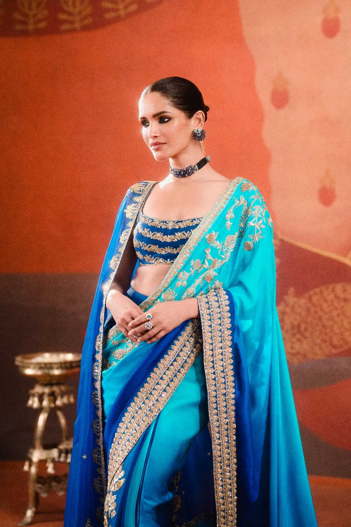 The Saanjh Stitched Saree[without Dupatta]