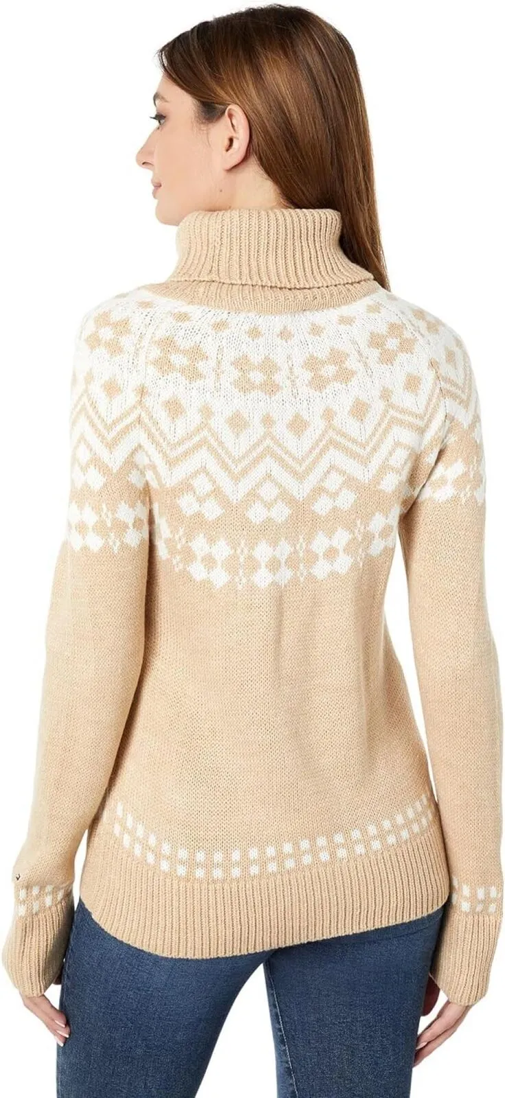 Tommy Hilfiger Frosted Yoke Turtleneck Sweater Fawn Brown / Ivory L