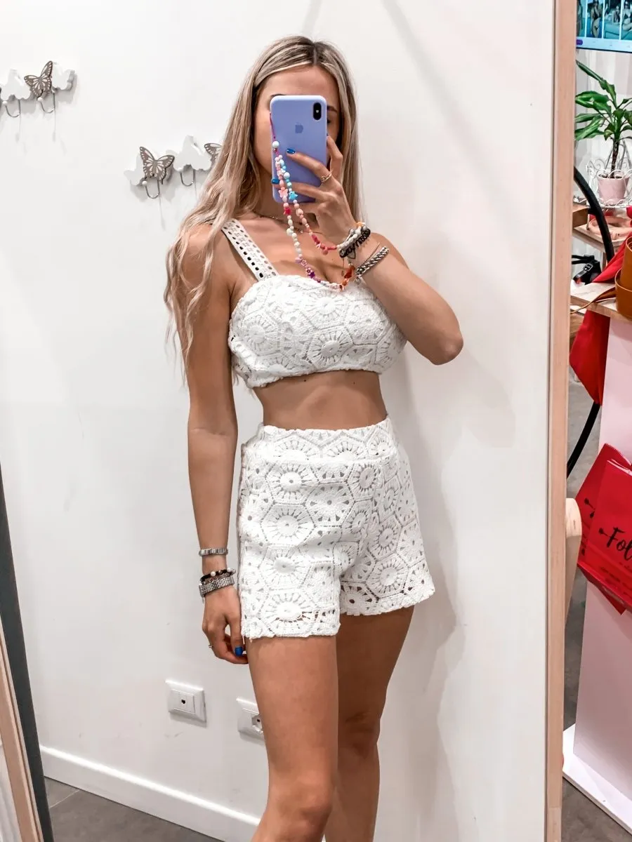 Top crochet bianco