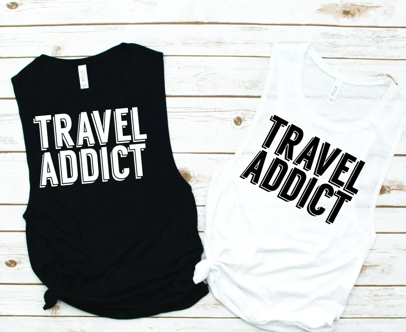 Travel Addict Muscle Tank - Vacation Tees by Hustle and Soul Clothing