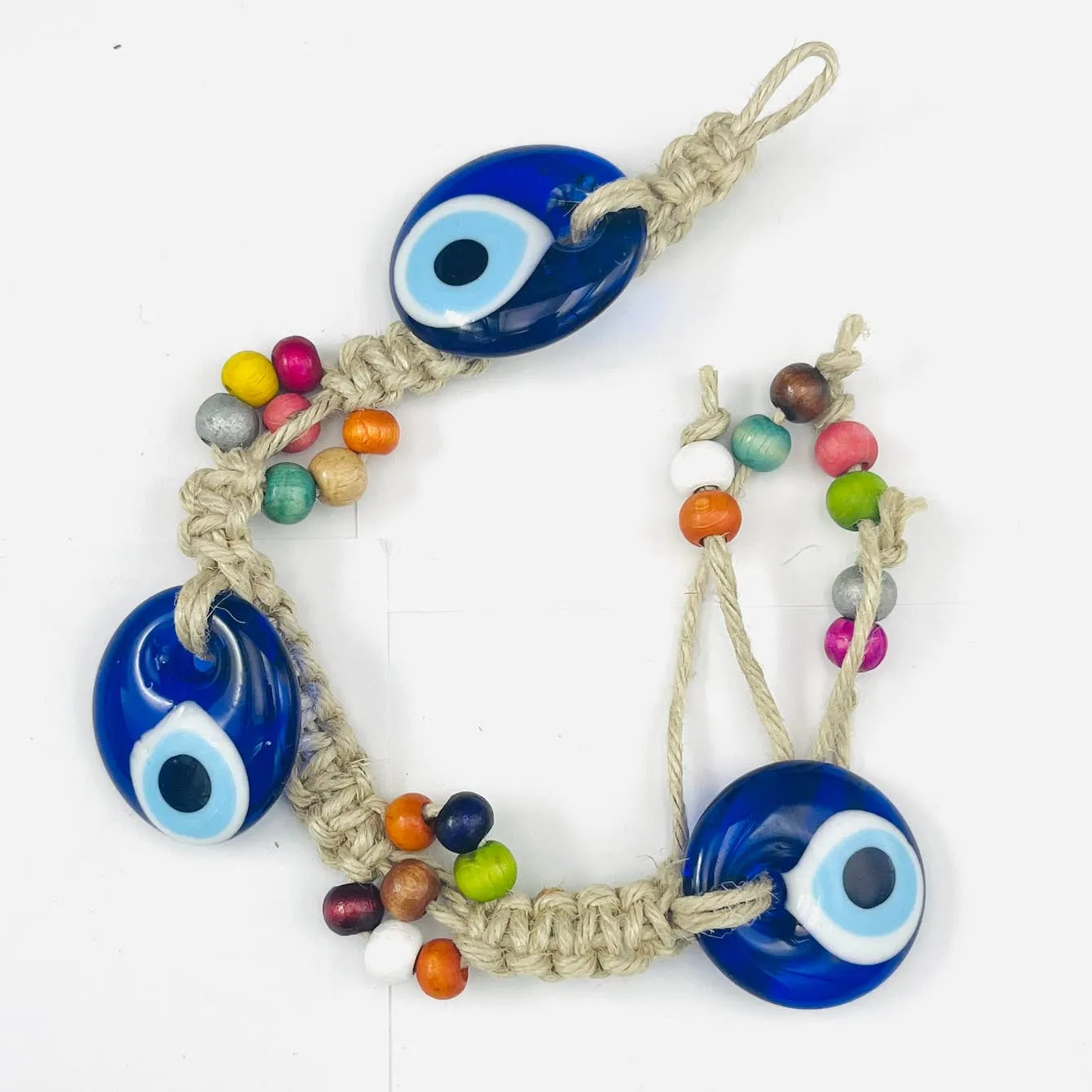Triple Evil Eye Rope Wall Hanging: Elegant Protection