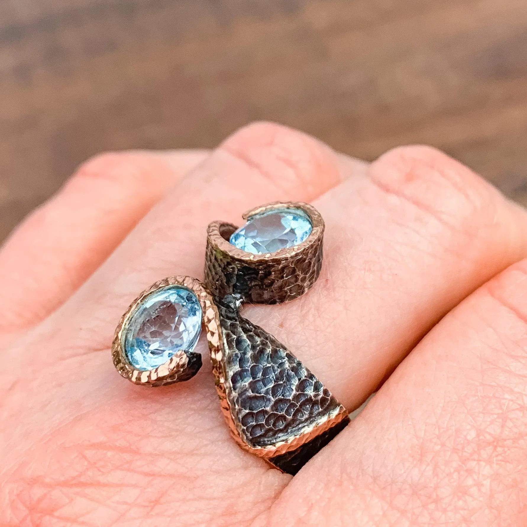 Twin Topaz Statement Designer Ring