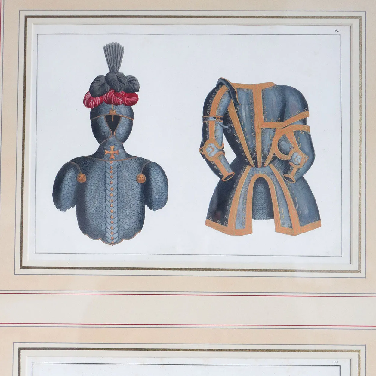 Two Sets FRIEDRICH MARTIN VON REIBISCH Hand Colored Lithographs, Ancient Armor