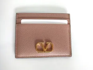 Valentino Rose Cannelle Vlogo Cardholder - Grainy Calfskin