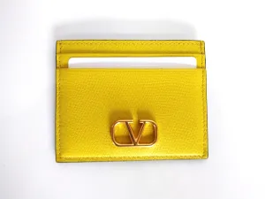 Valentino Yellow Vlogo Cardholder - Grainy Calfskin