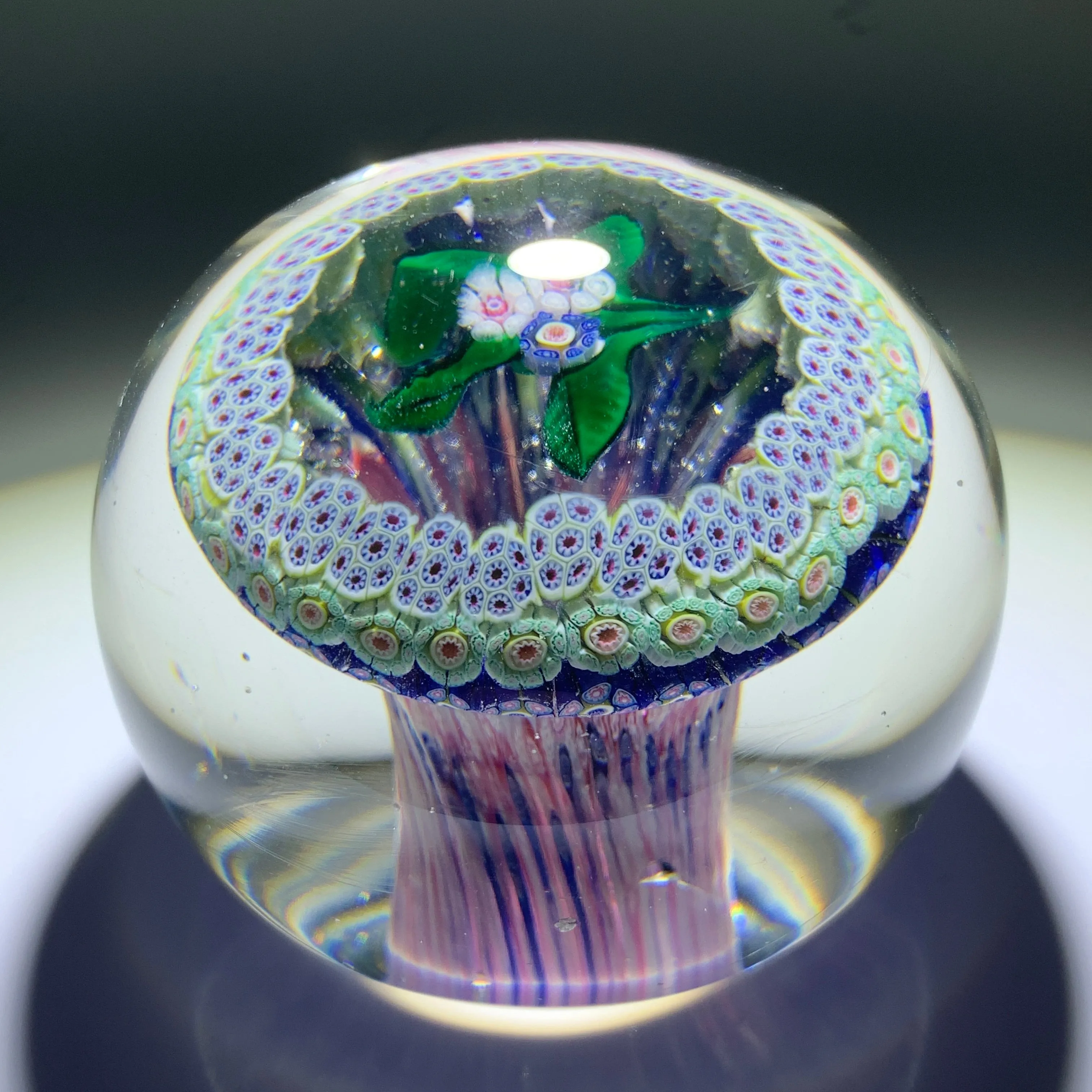 Very Rare Antique New England Glass Co. Art Glass Paperweight Nosegay Millefiori Mushroom