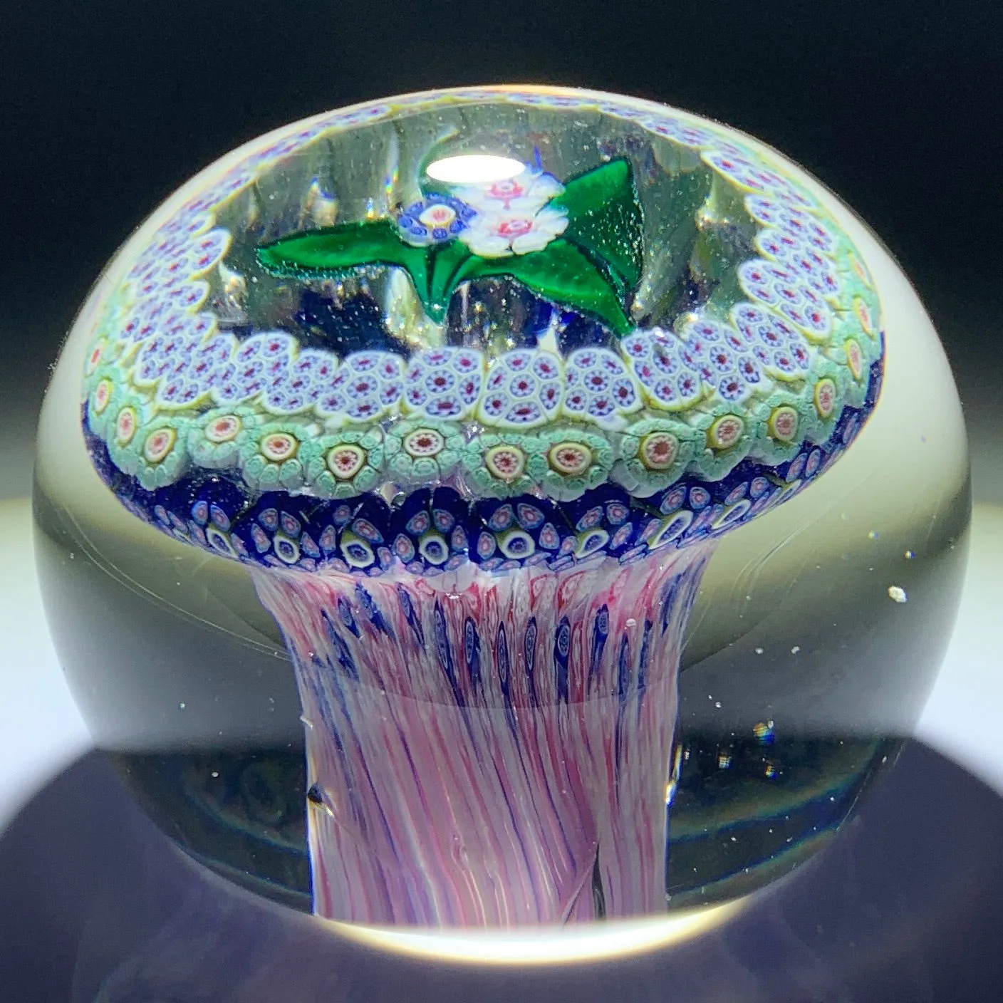 Very Rare Antique New England Glass Co. Art Glass Paperweight Nosegay Millefiori Mushroom