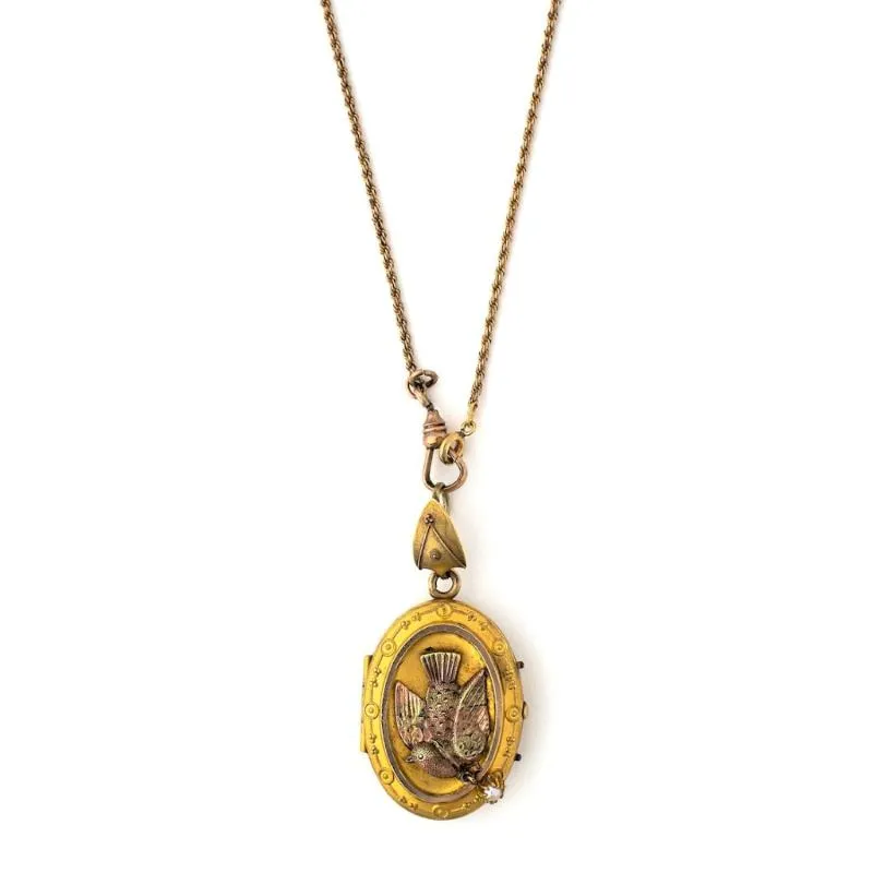 Victorian Bird locket with pearl