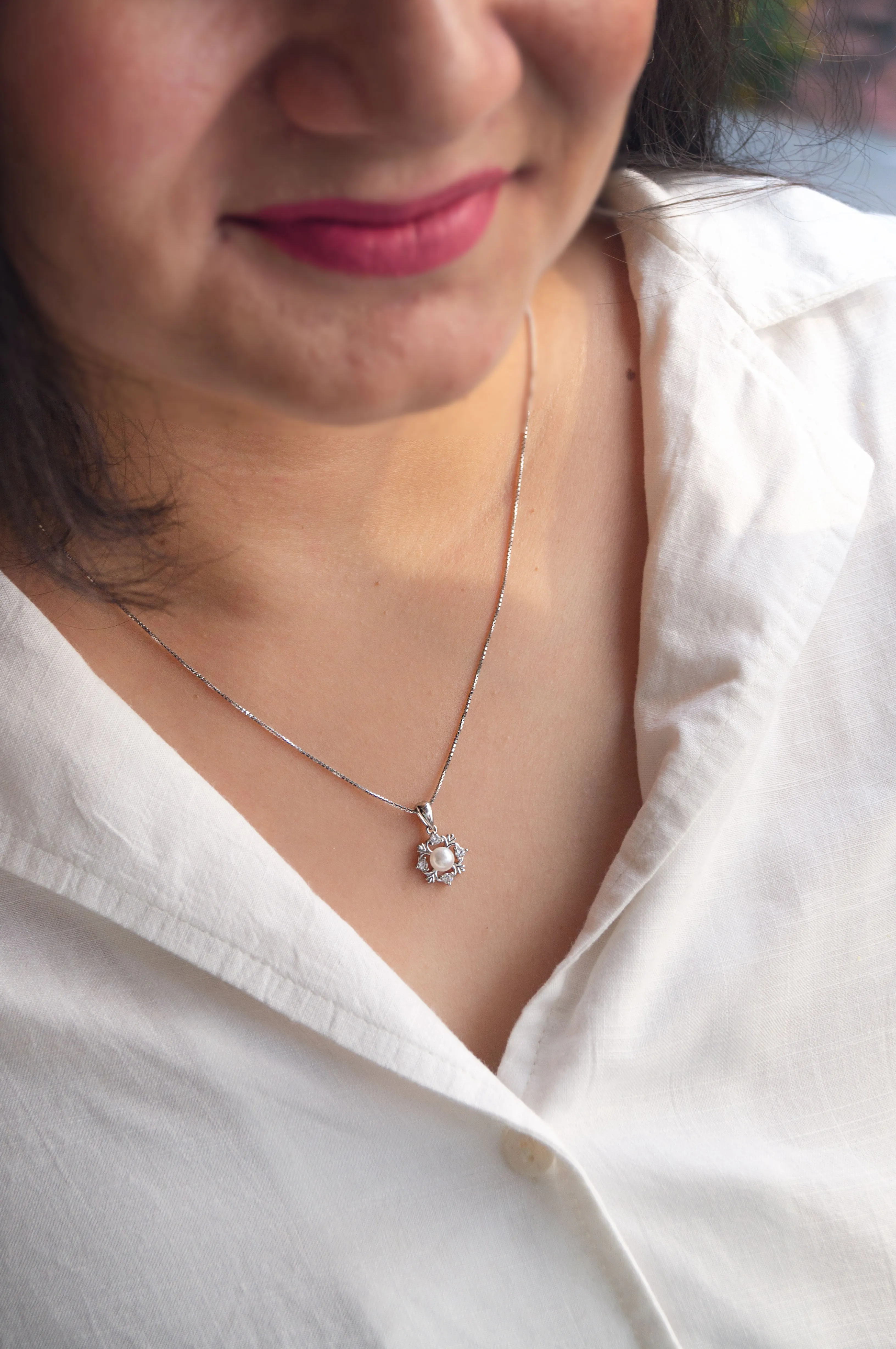 Victorian Ornate Pearl Sterling Silver Pendant