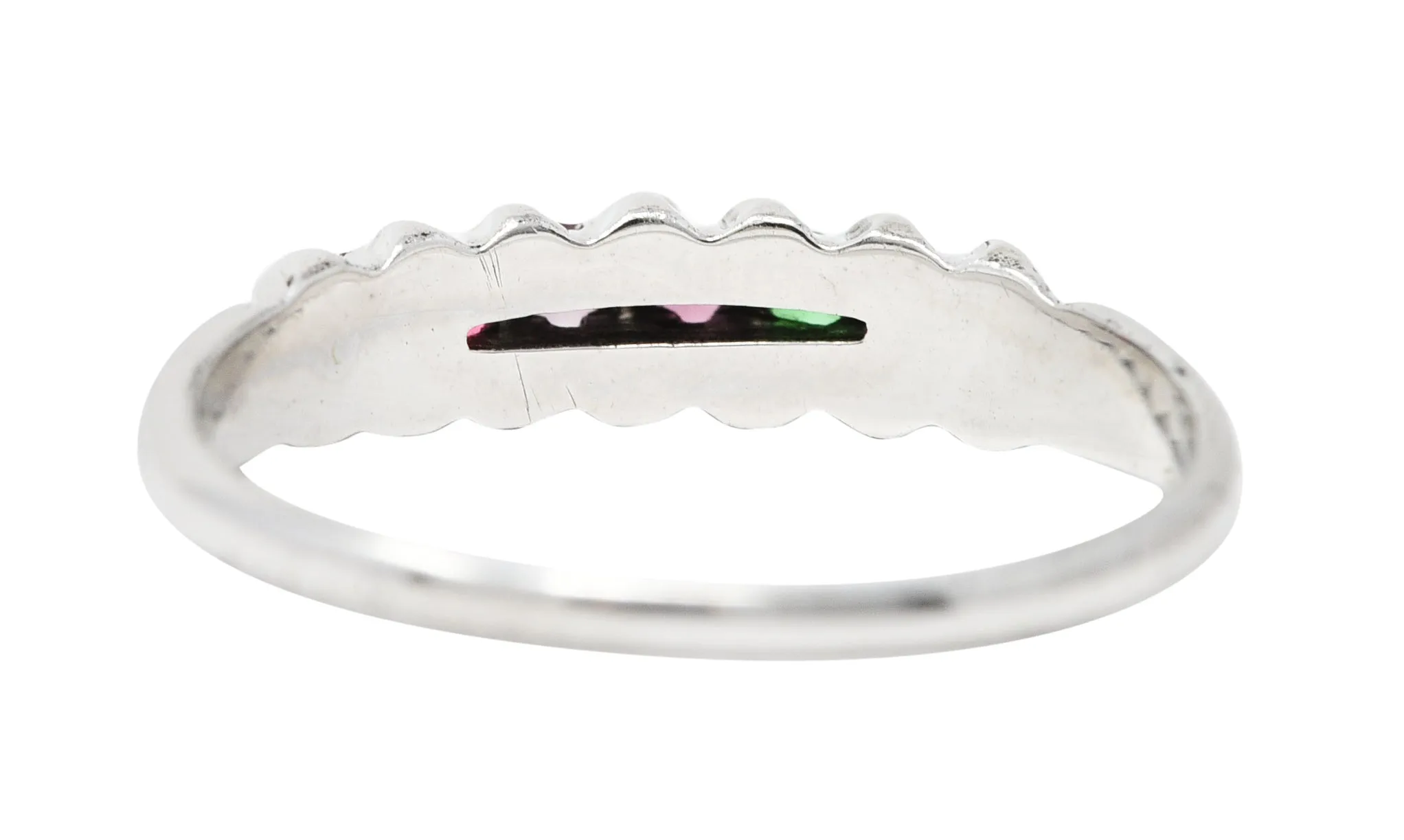 Victorian Ruby Emerald Garnet Amethyst Diamond 14 Karat White Gold REGARD Antique Acrostic Band Ring