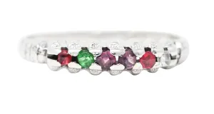 Victorian Ruby Emerald Garnet Amethyst Diamond 14 Karat White Gold REGARD Antique Acrostic Band Ring